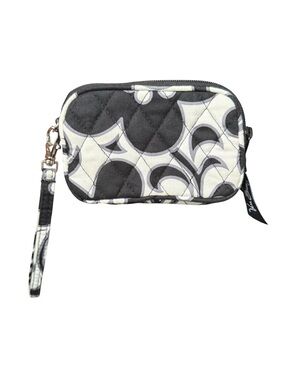 4/$25 Vera Bradley Night & Day Quilted Coin Pouch Wristlet Small Black White